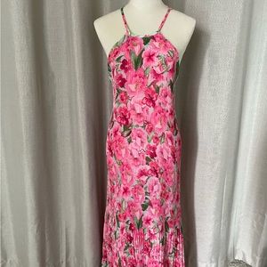 Zara Pleated Floral Halter Dress Size Small